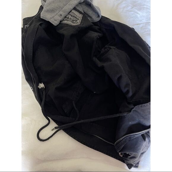 Black & Heather Gray Four-Pocket Military Jacket - Picture 8 of 8